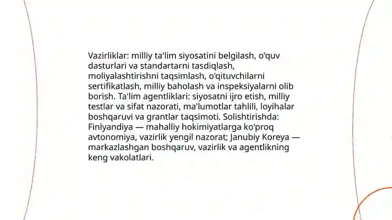 Ta'lim boshqaruvi tizimini solishtirish 4