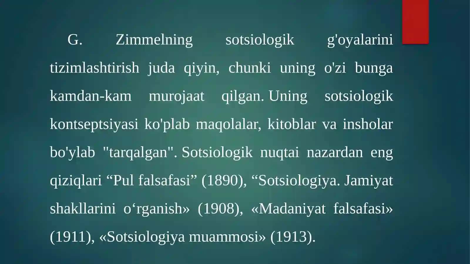 G. Zimmelning sosiologiya predmeti haqidagi fikrlari 4