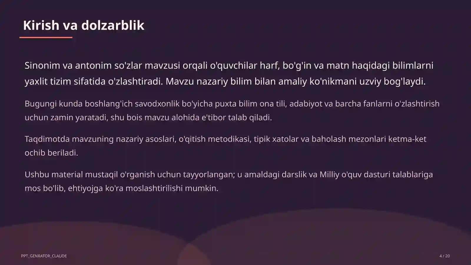 Sinonim va antonim so'zlar (3-sinf) 4