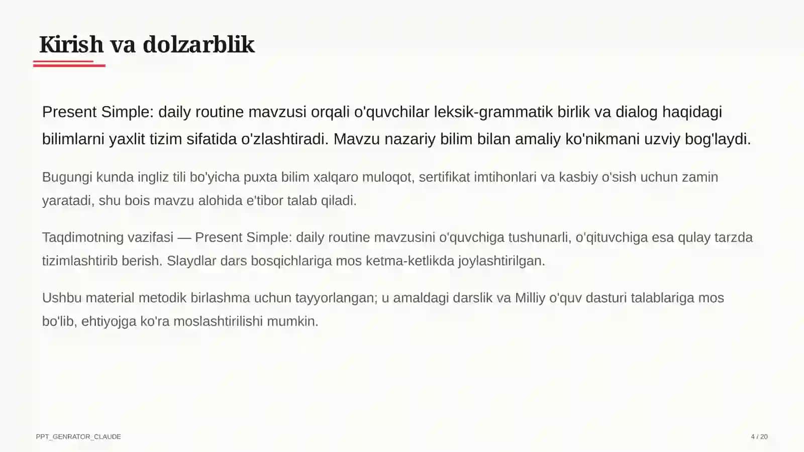 Present Simple: daily routine (3-sinf) 4