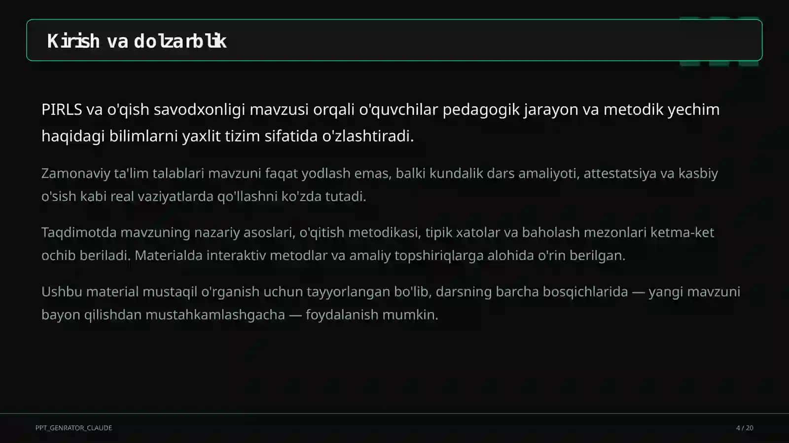PIRLS va o'qish savodxonligi 4