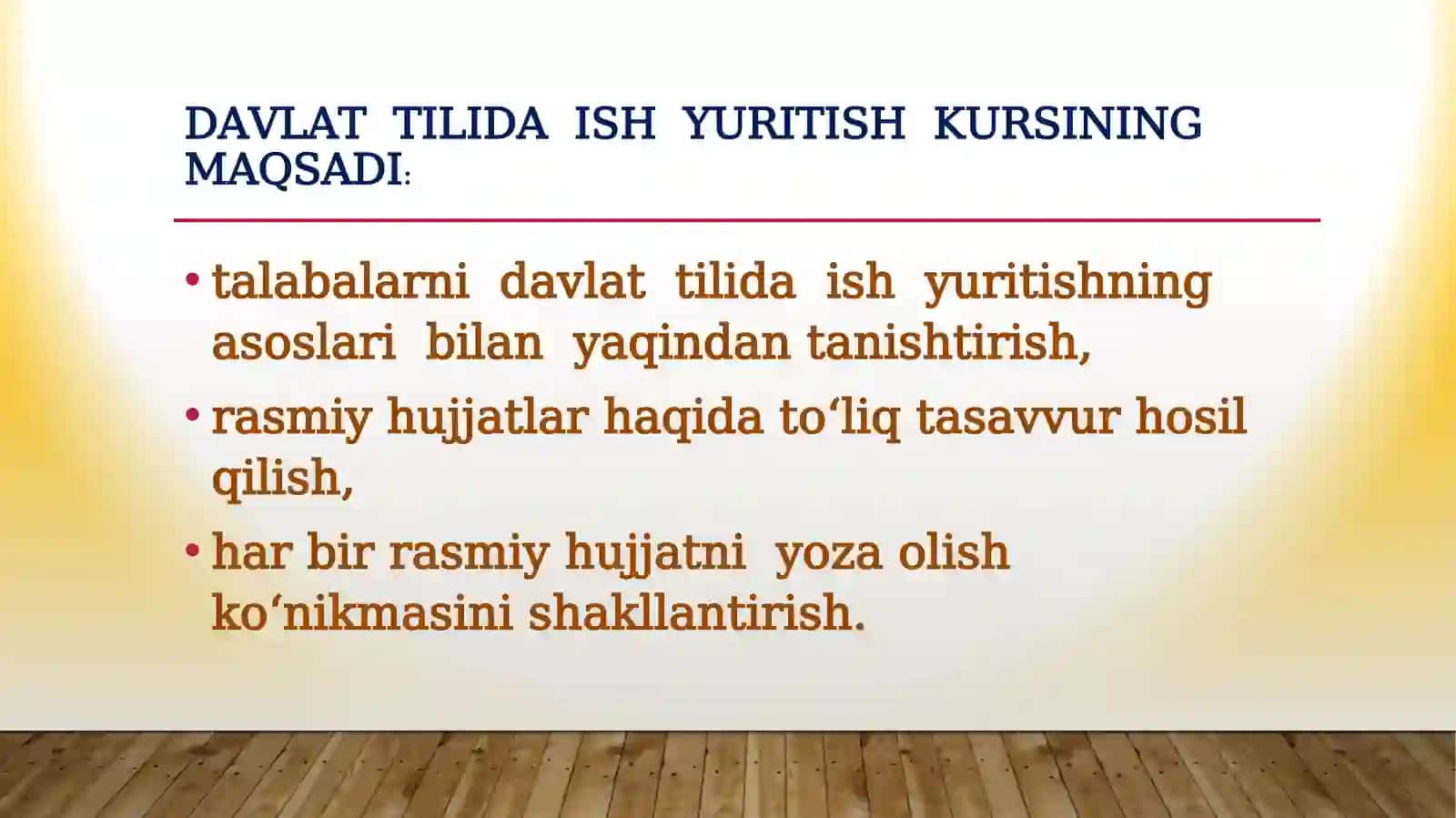 DAVLATTILIDAISH YURITISH FANININGNAZARIY ASOSLARI. ISH HUJJATLARI VA ULARNING TURLARI 4