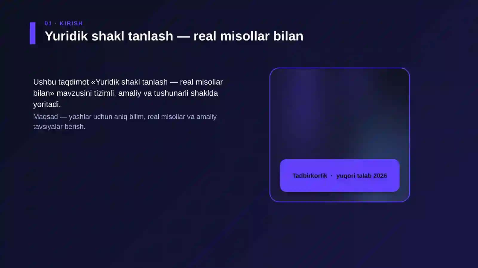 Yuridik shakl tanlash — real misollar bilan 4