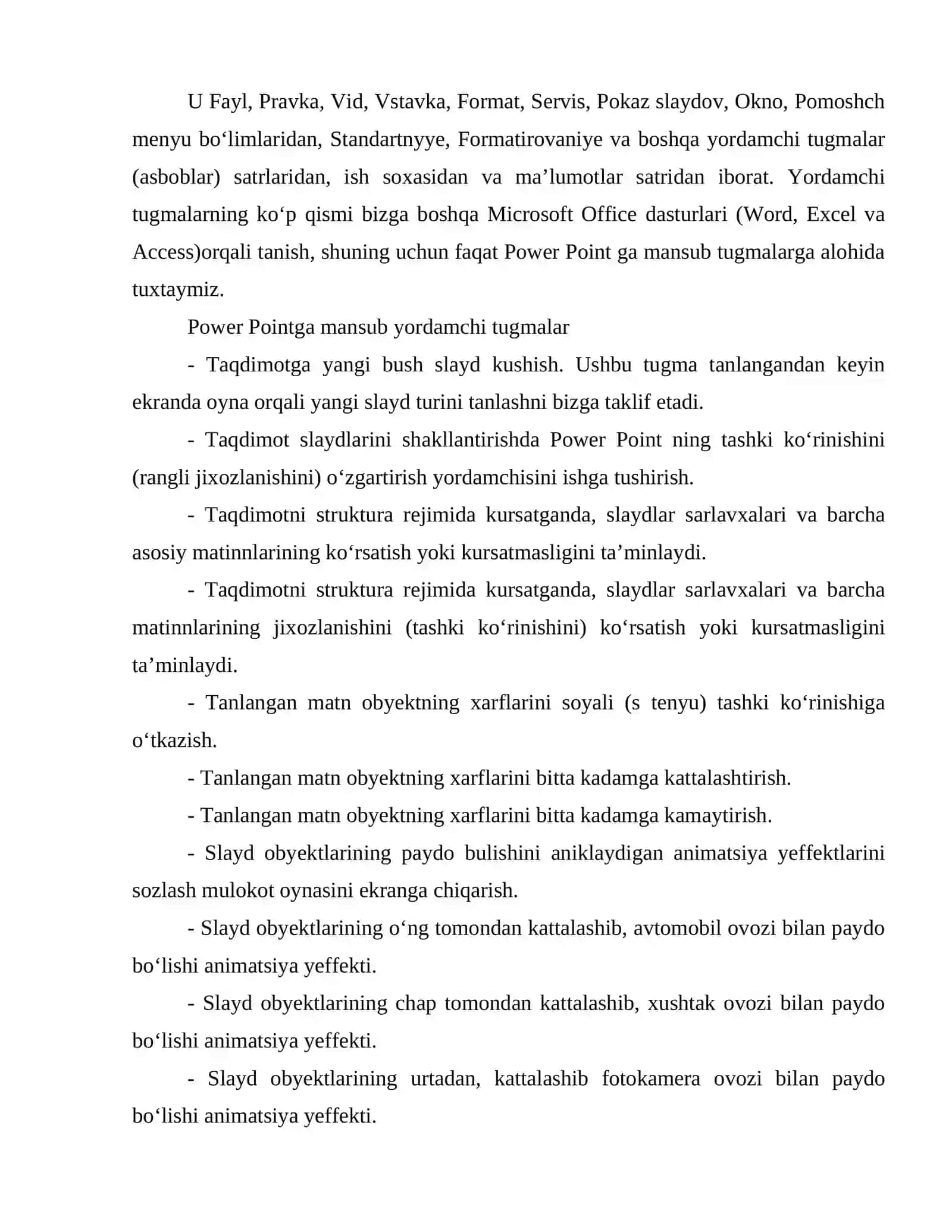 Kompyuter taqdimotlari. Microsoft Power Point dasturi. Oynasi va uning tuzilishi 4