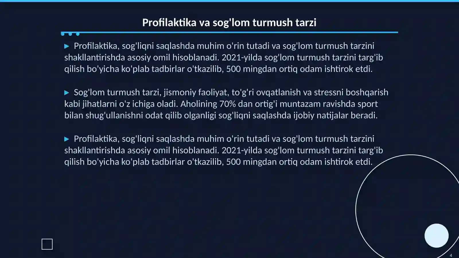 Dispanserizasiya, profilaktika va g'lomlashtirish ishlarni otkazish 4