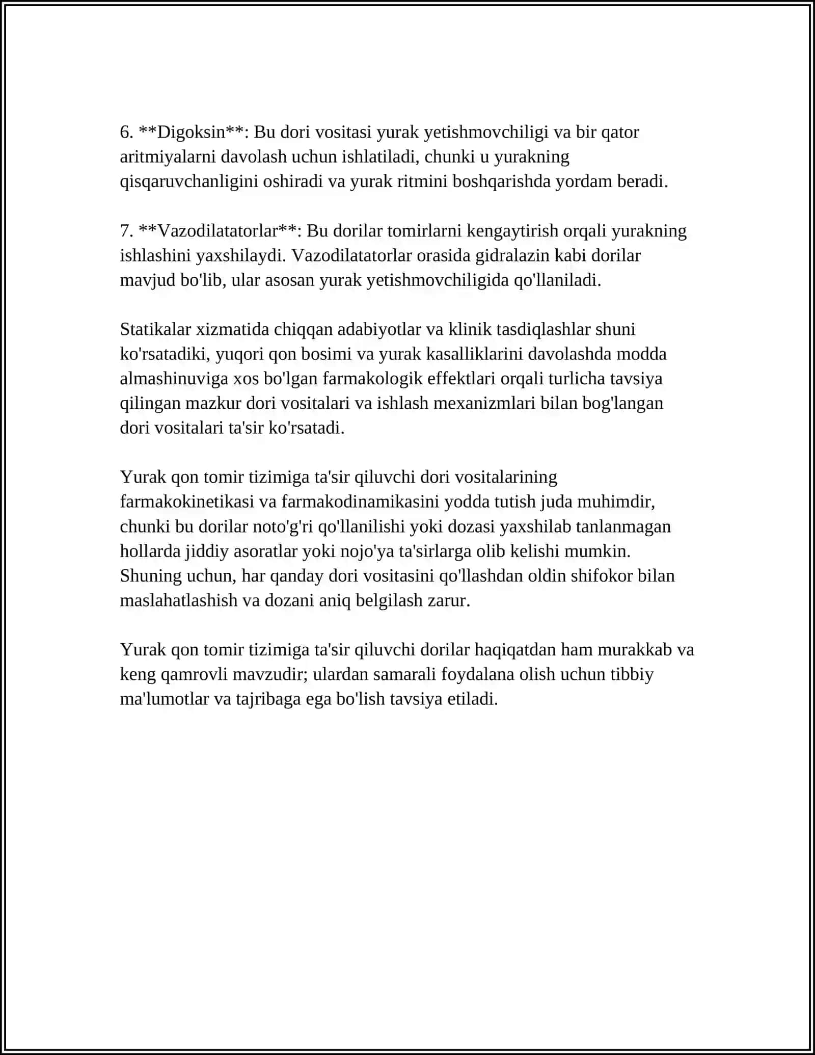 Yurak qon tomir tizimiga ta'sir qiladigan vositalar 4
