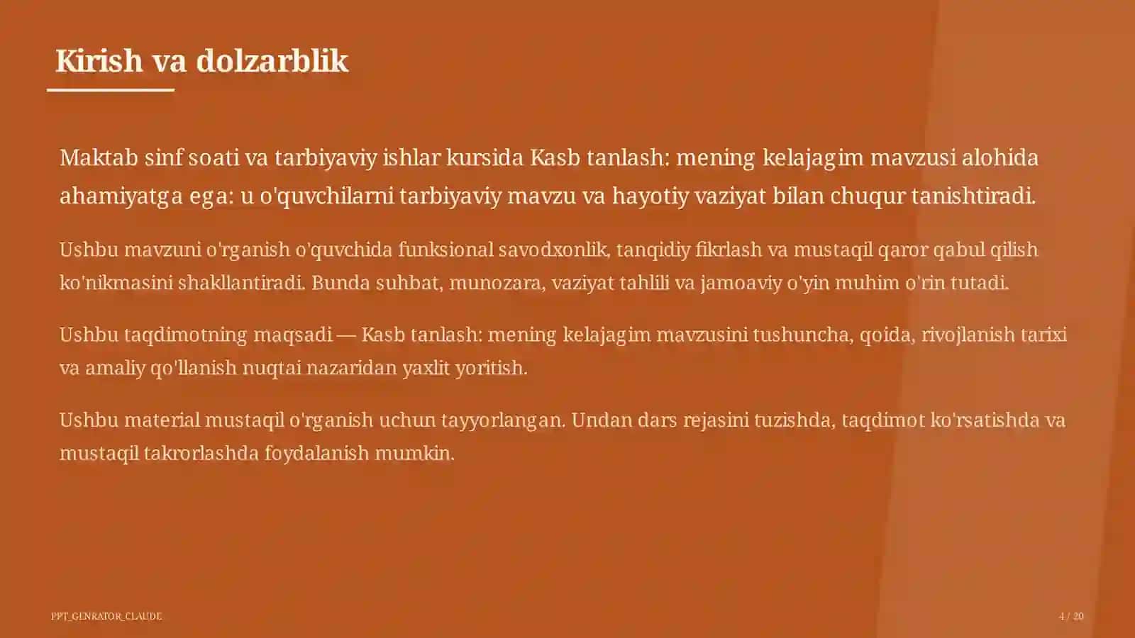 Kasb tanlash: mening kelajagim 4