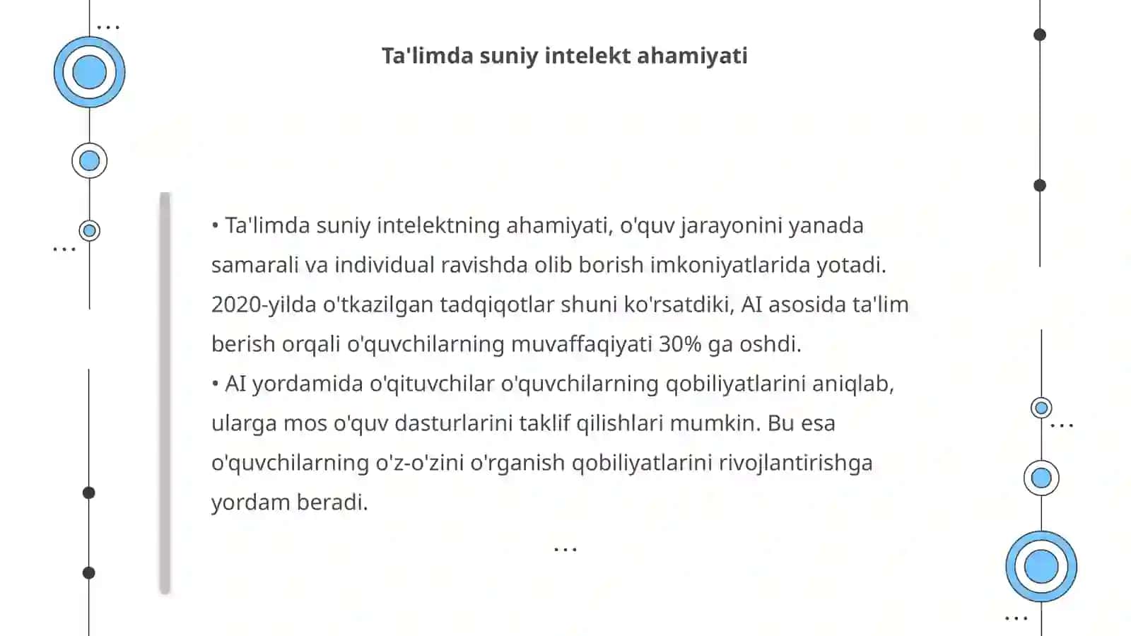 Suniy intelekt va ulardan talim sohasida foydalanish Axborot texnologiyalari 4