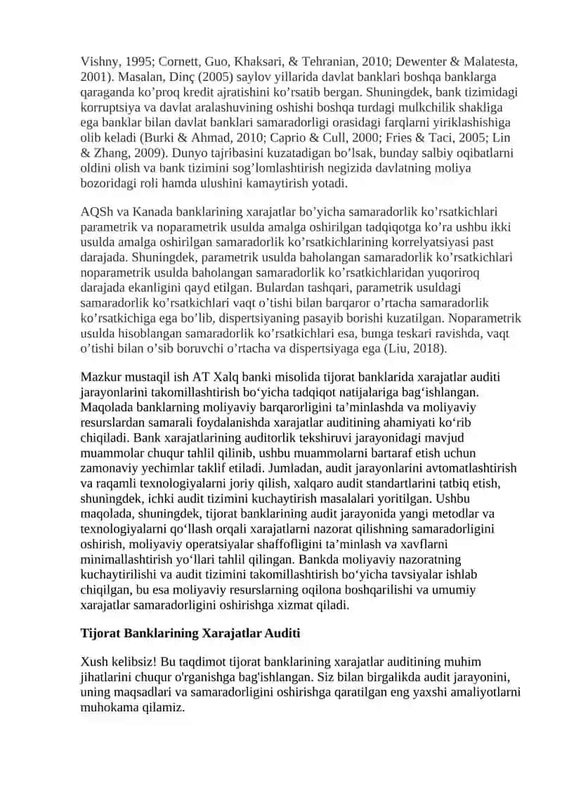 Tijorat banklarining xarajatlari auditi 4