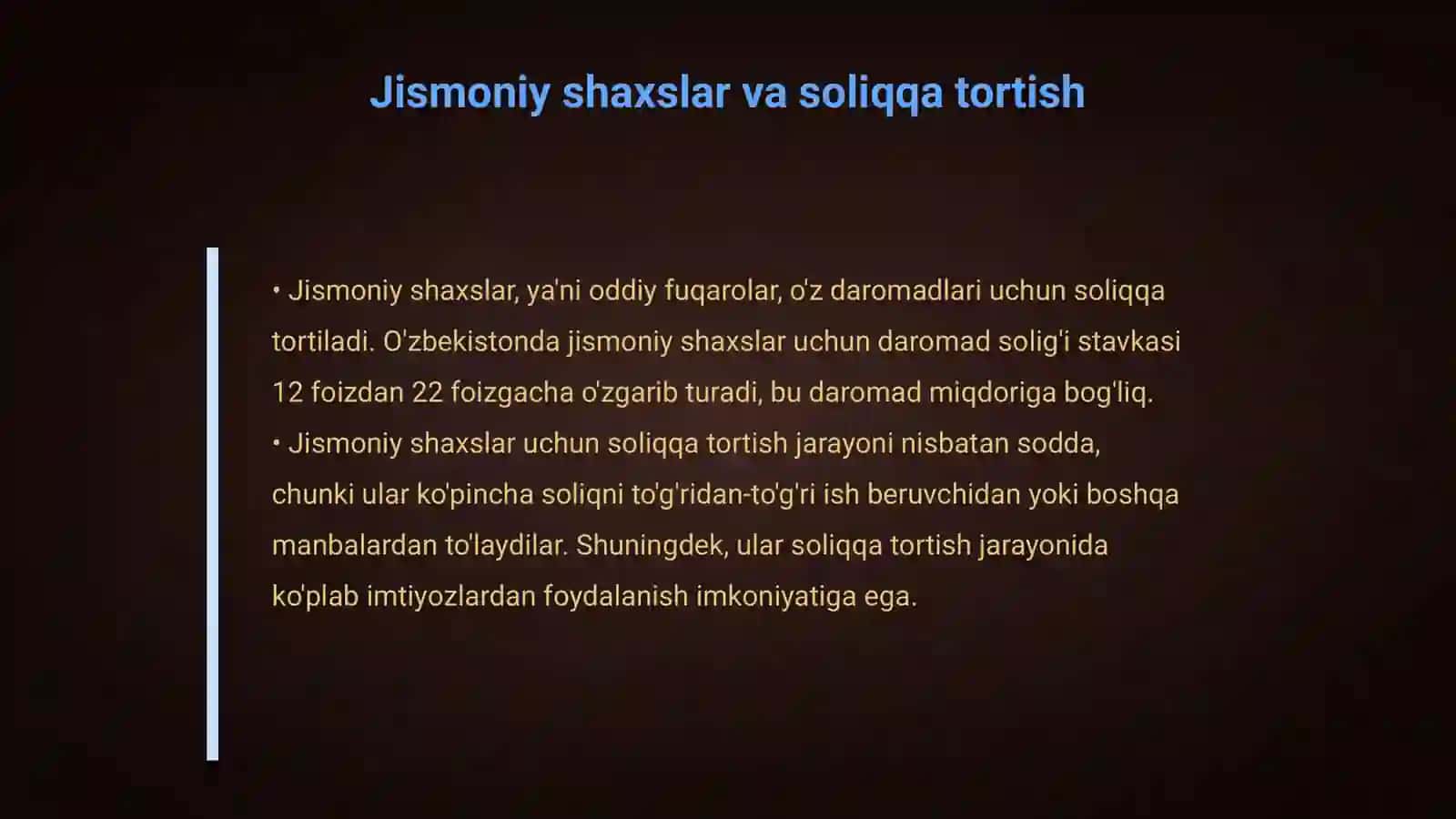 Yuridik va jismoniy shaxslarni soliqqa tortishni o‘ziga xos o‘xshashlik hamda farqli jihatlari 4