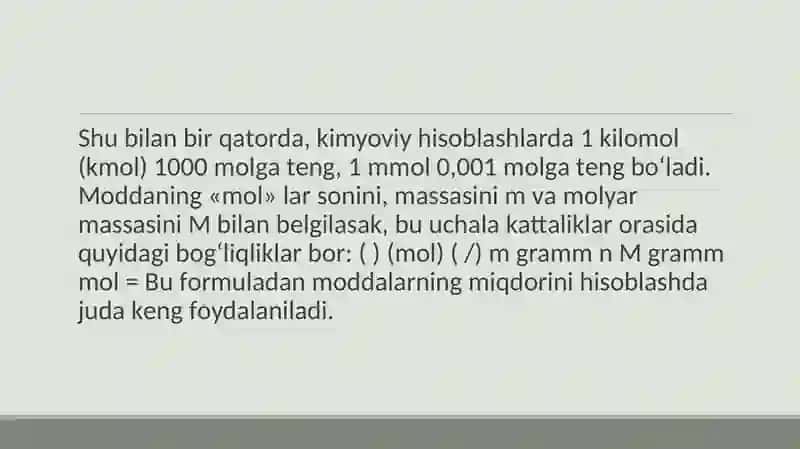 Kimyo moddalarining miqdori 4