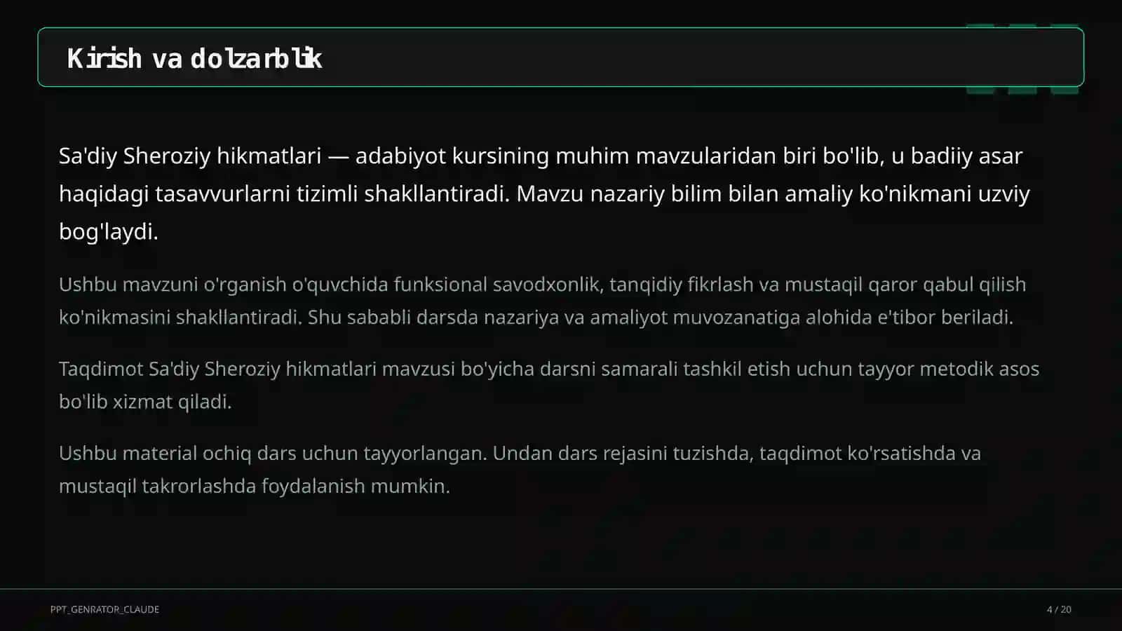 Sa'diy Sheroziy hikmatlari (6-sinf) 4