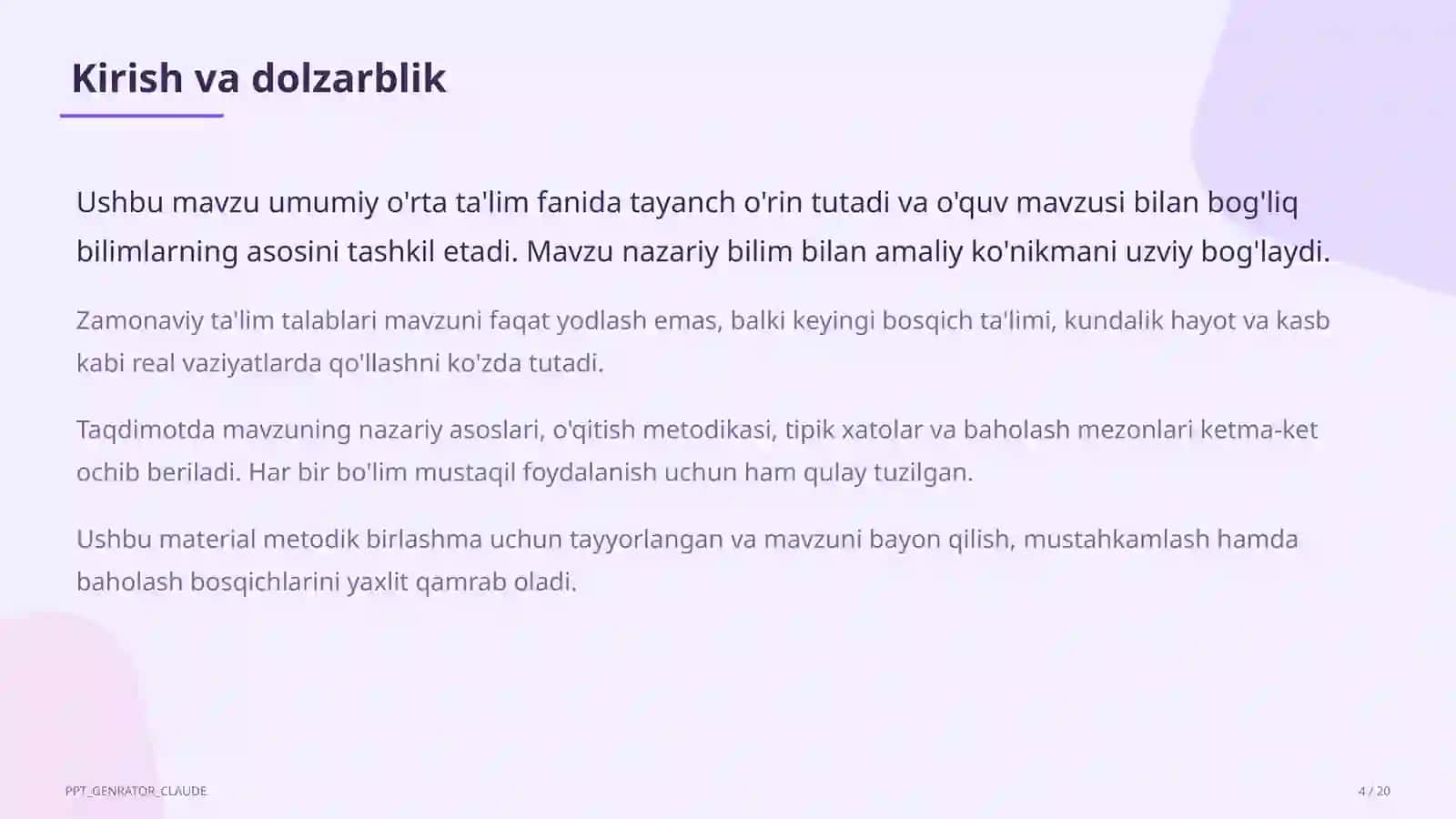 Sinf soati uchun 2026-2027 o'quv yili mavzulari: tarbiyaviy soatlarni rejalashtirish (2026) 4