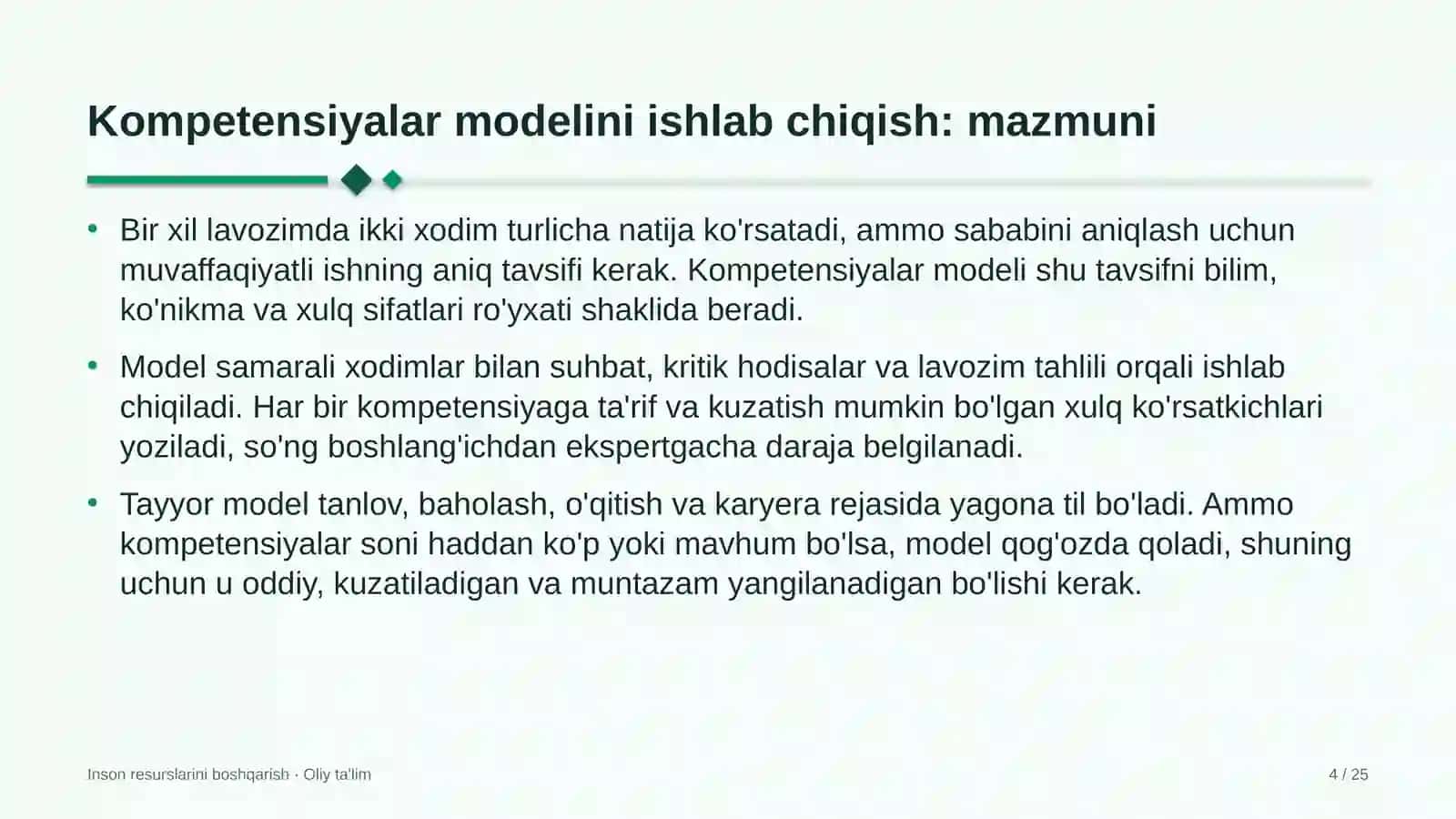 Chinni-fayans sanoatida kompetensiyalar modelini ishlab chiqish 4