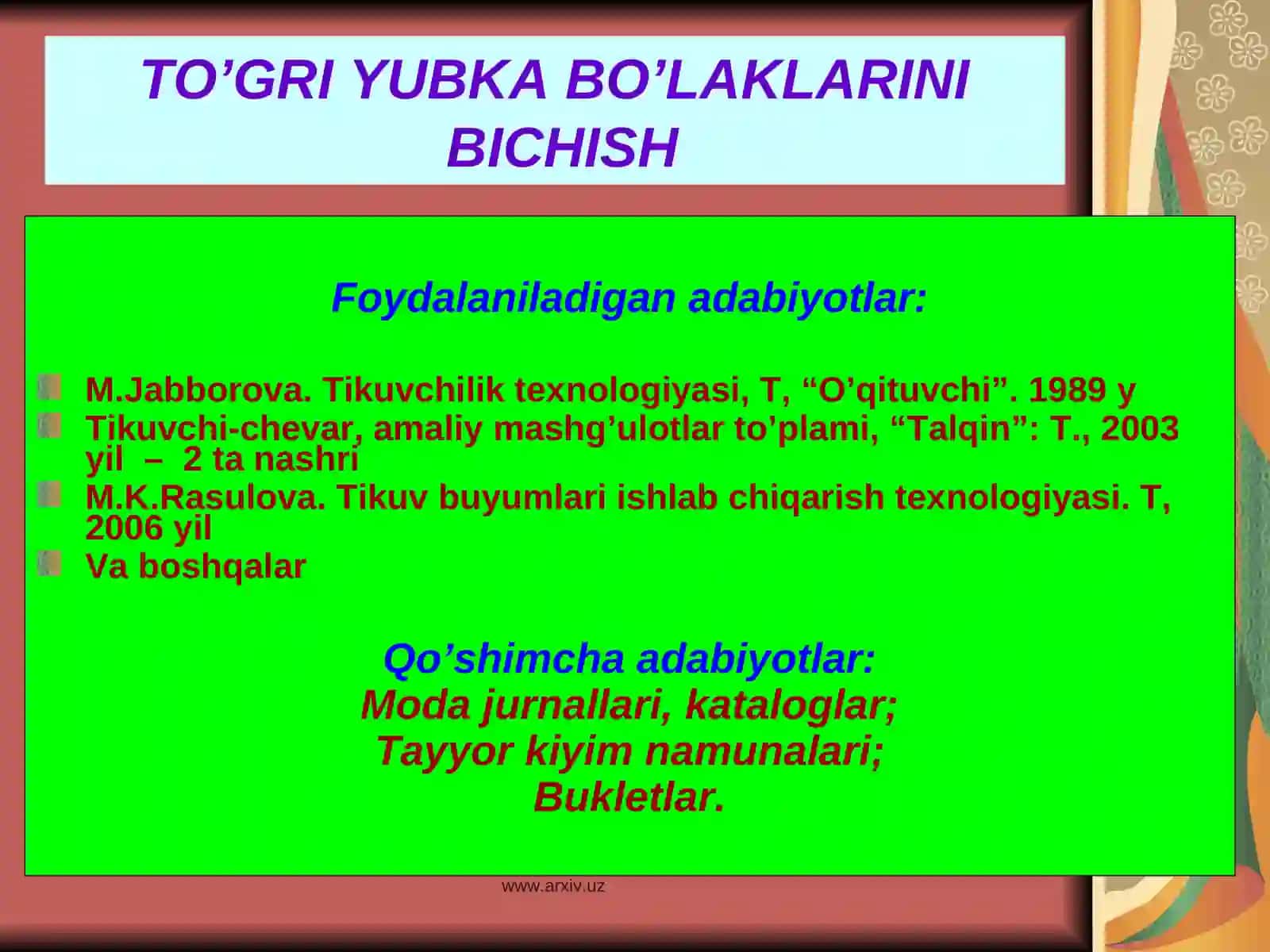 TO’GRI YUBKA BO’LAKLARINI BICHISH 4