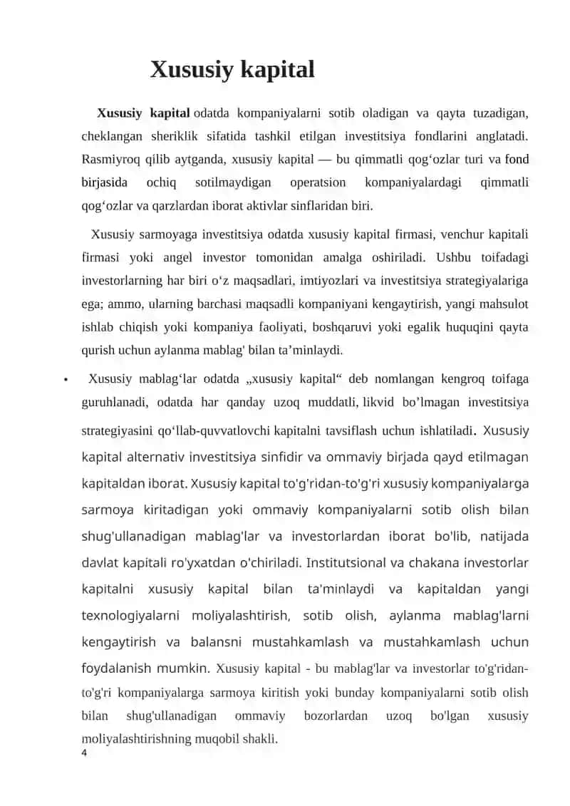 Xususiykapital va uning tahlili 4