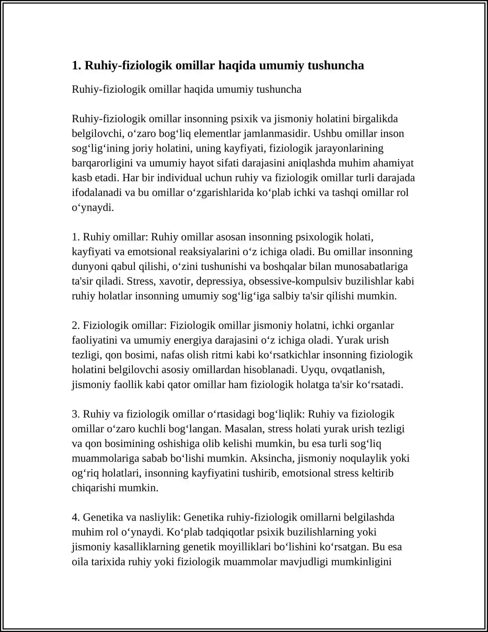 RUHIY FIZIOLOGIK OMILLARGA GIGIYENIK TA’RIF, ORGANIZMGA ULARNING ZARARLI TA’SIRINI OLDINI OLISH TADBIRLARI 4