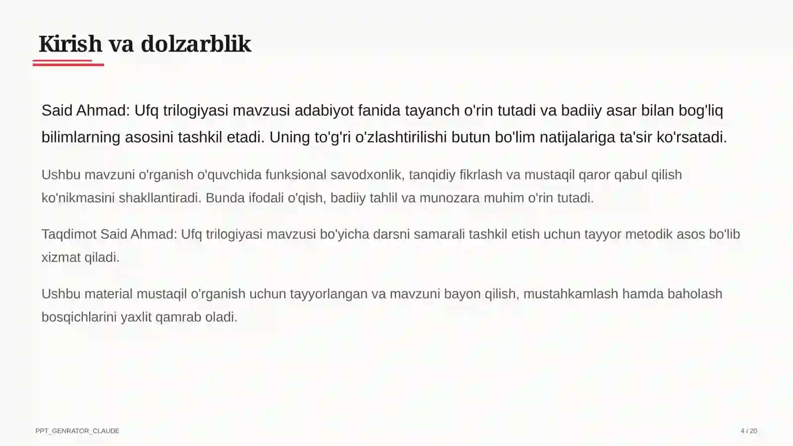 Said Ahmad: Ufq trilogiyasi (11-sinf) 4