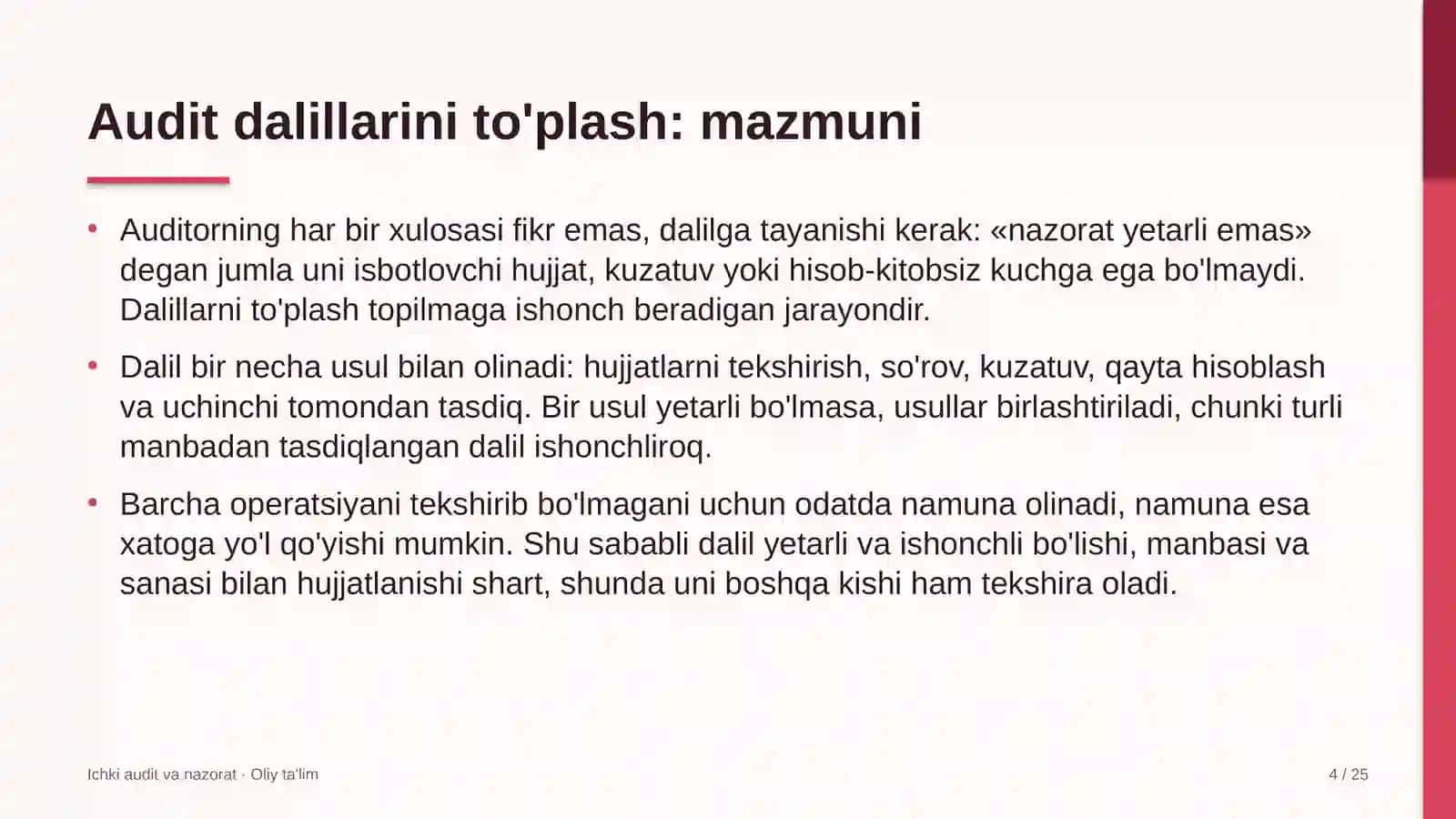 Ma'muriy sudlarda audit dalillarini to'plash 4
