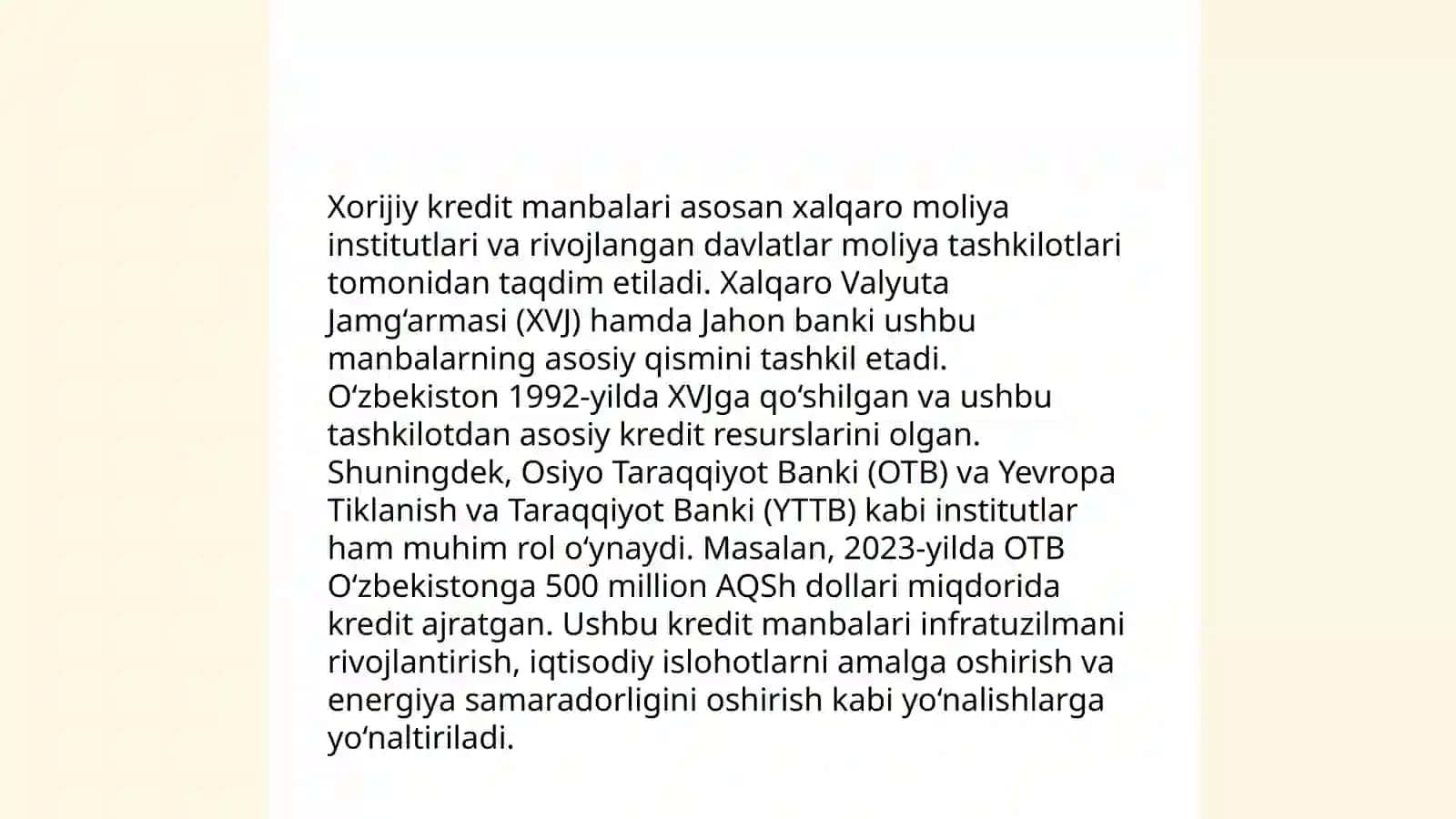 Xorijiy kreditlar hisobiga loyihalarni moliyalashtirish tartibi 4