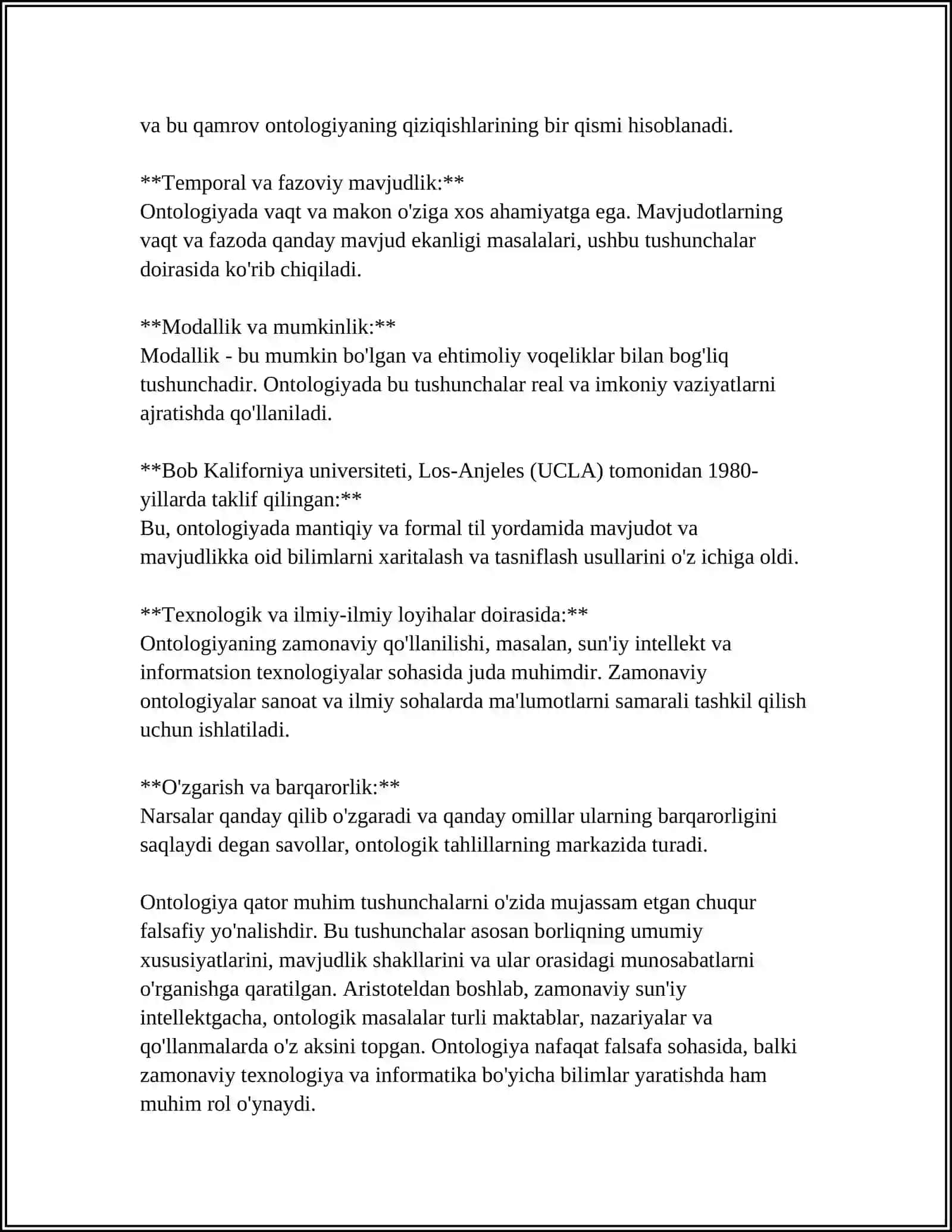 BORLIQ (ONTOLOGIYA) VA RIVOJLANISH FALSAFASI 4