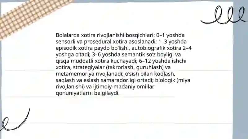Xotirani rivojlantorish qonuniyatlariga oid tadqiqotlar tahlili 4