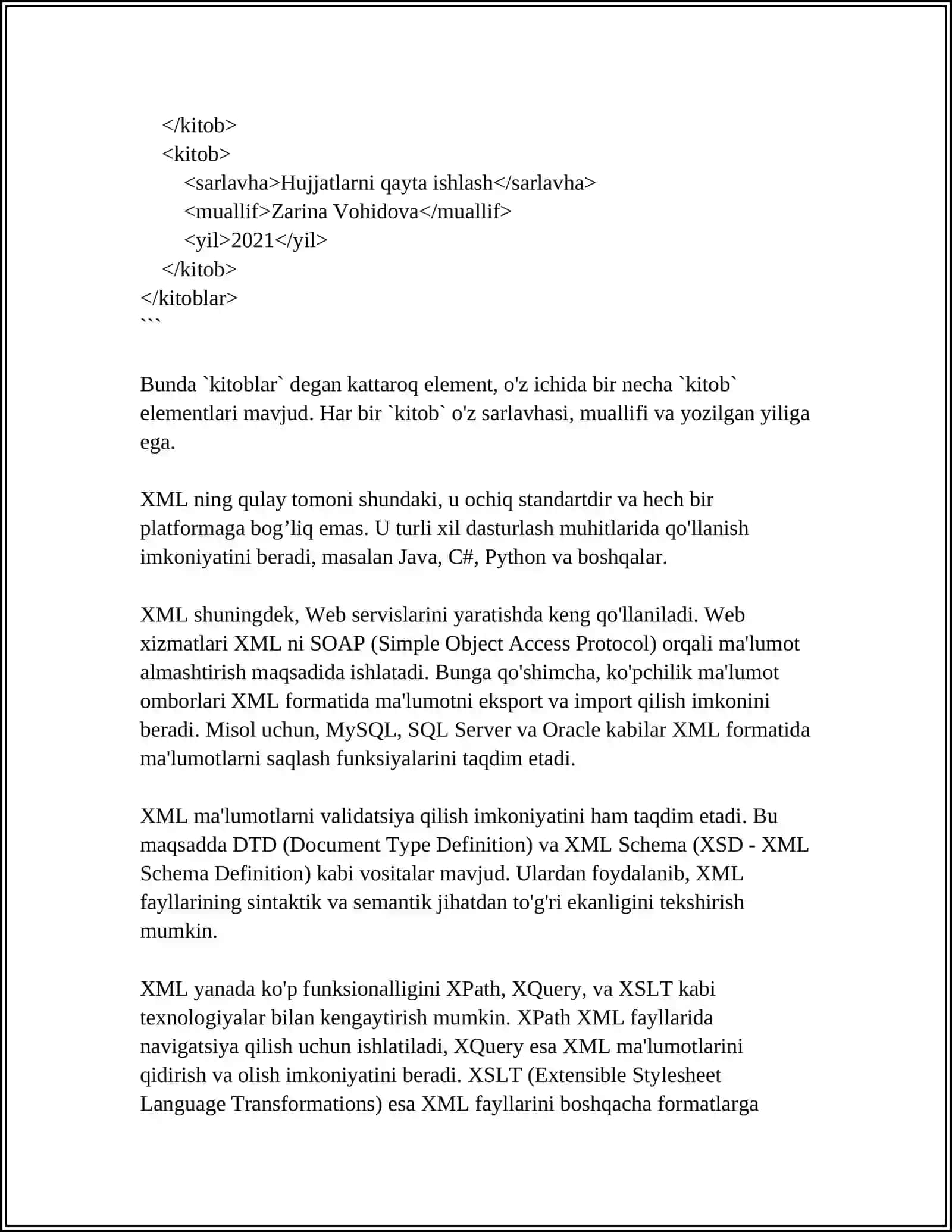 XML DA ISHLASH 4