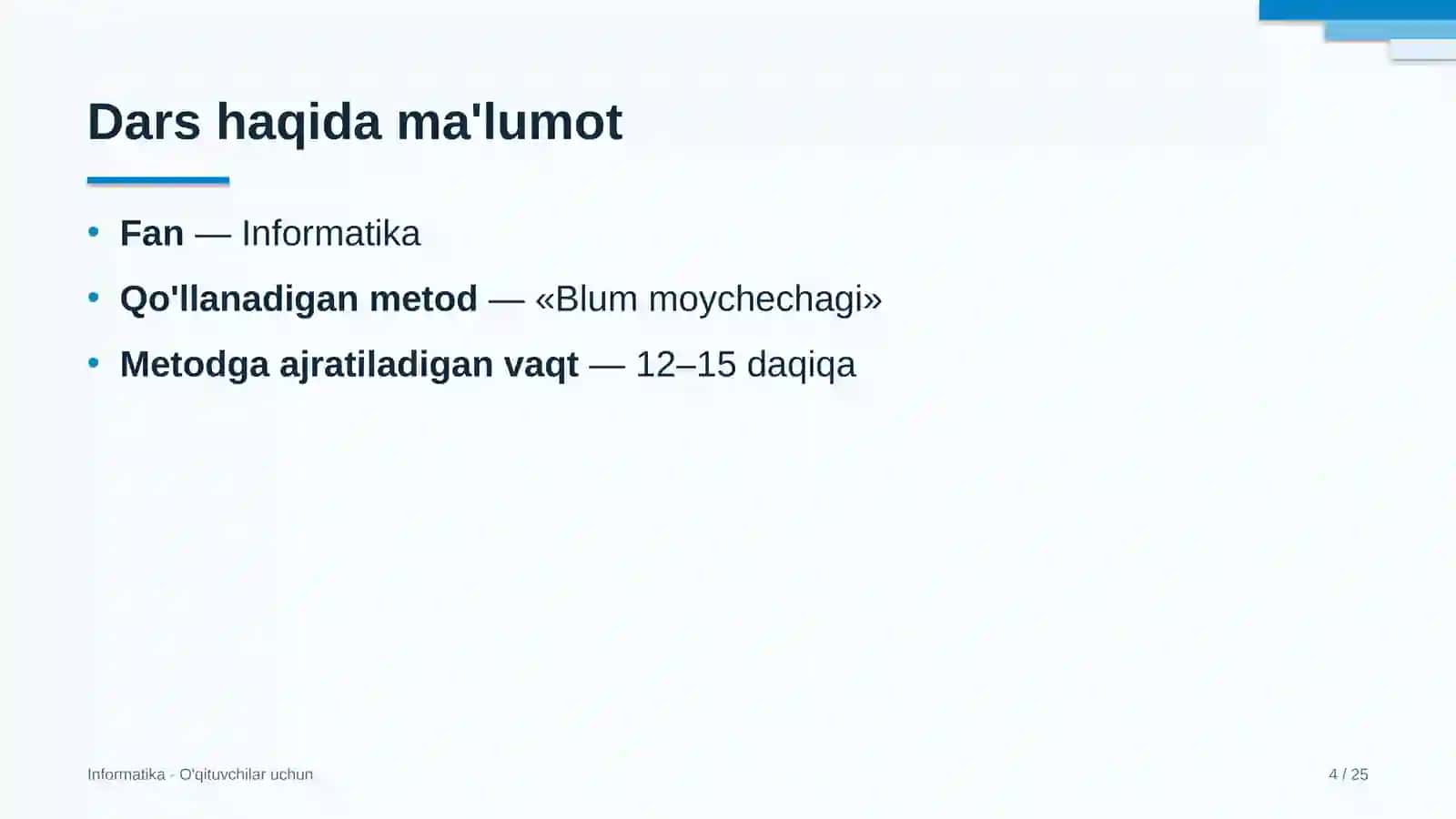 informatika darslarida blum moychechagi metodidan foydalanish 8120 4