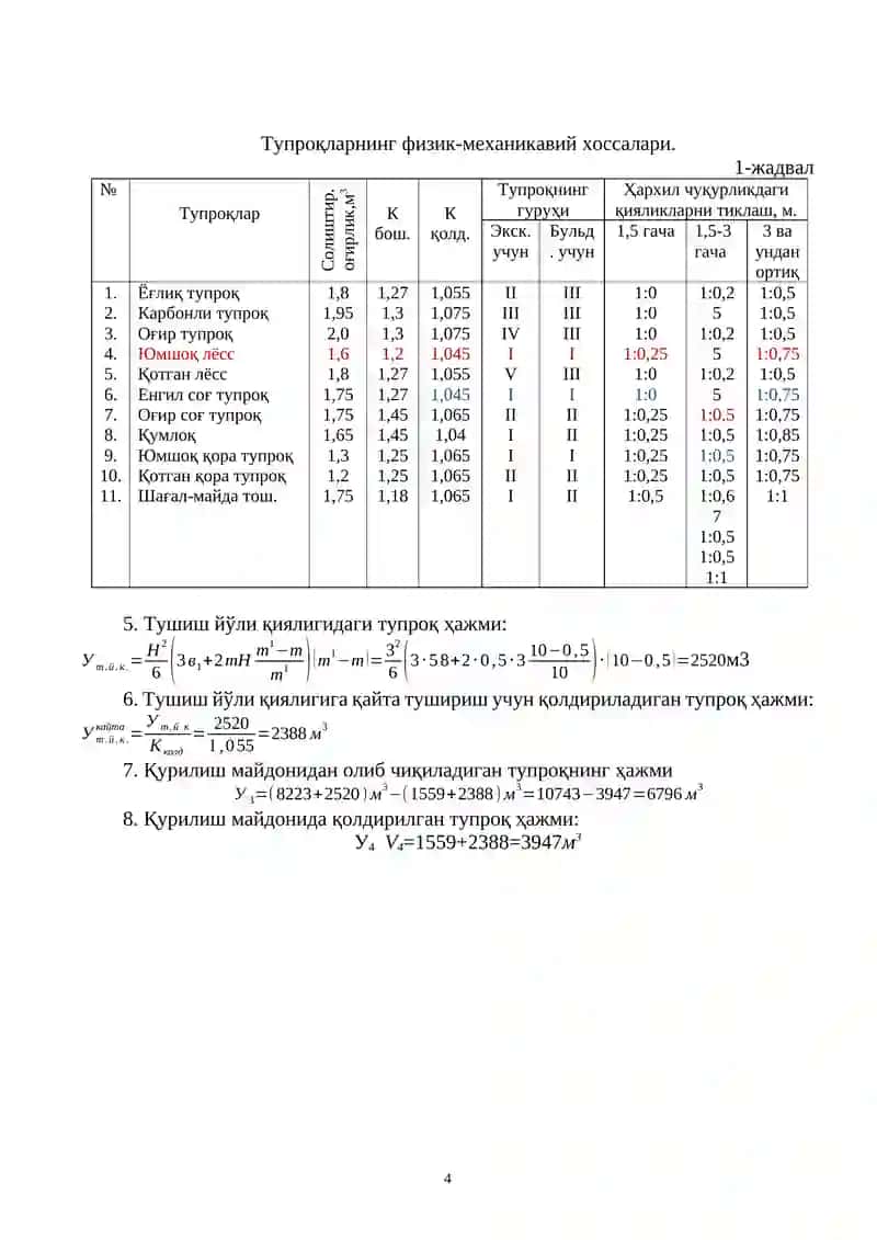 Бир Чўмичли Экскаваторлар билан Ҳандақларни Қазиш Технологияси 4