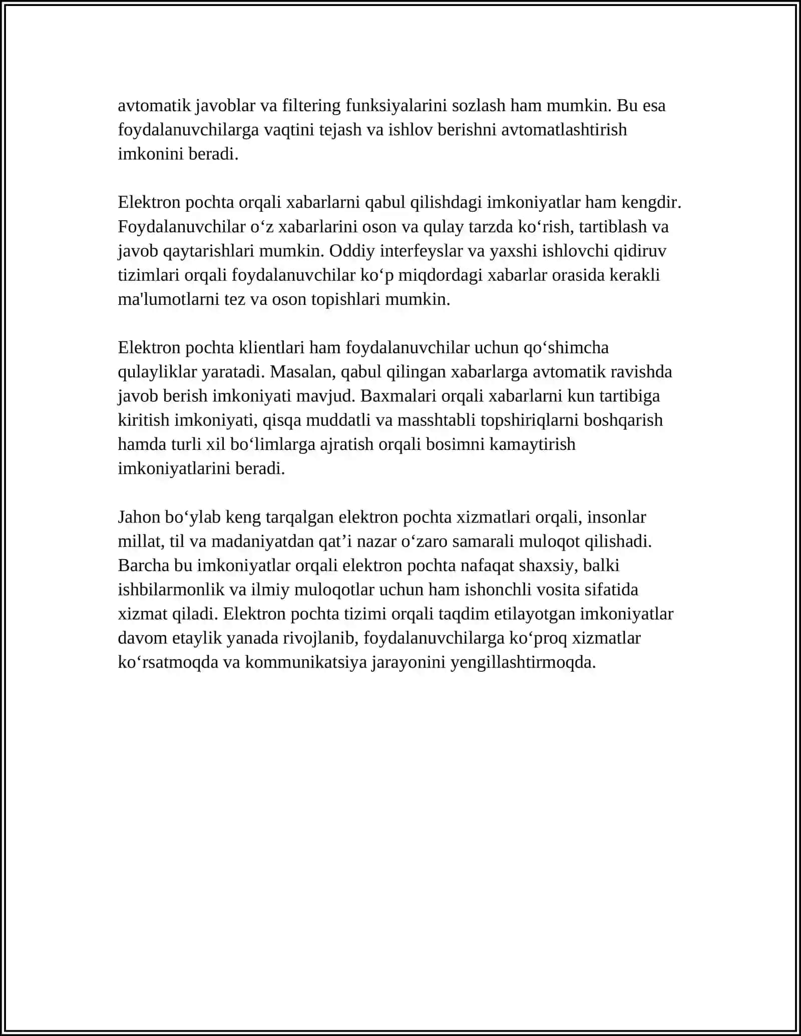 ELEKTRON POCHTANING IMKONIYATLARI 4