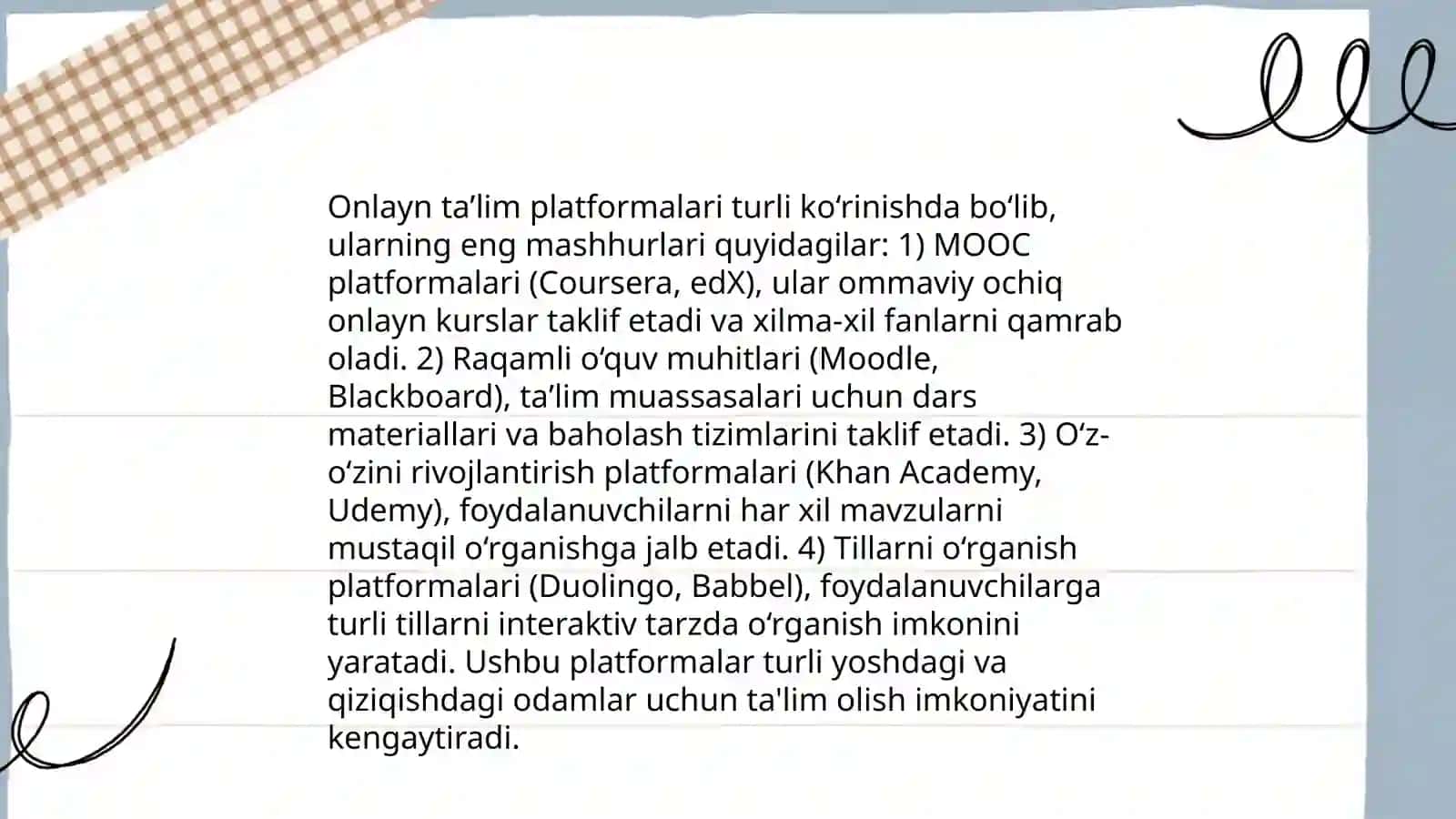 Ta'lim platformalari va ulardan foydalanish mavzusi 4