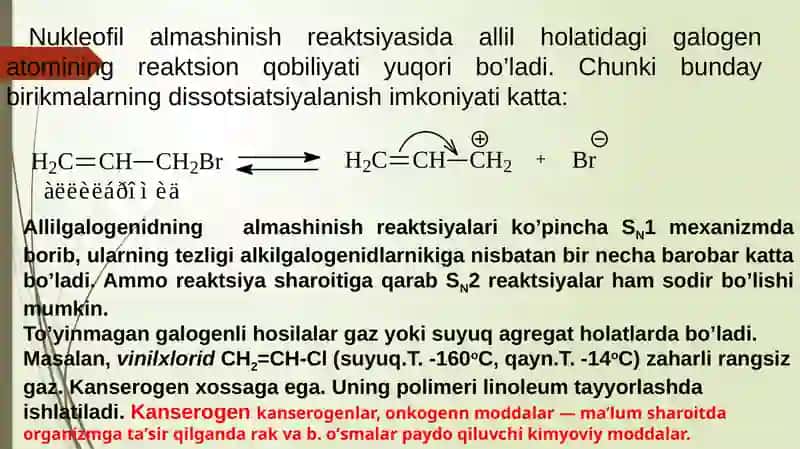 Monogalogen alkanlarning xossalari 4