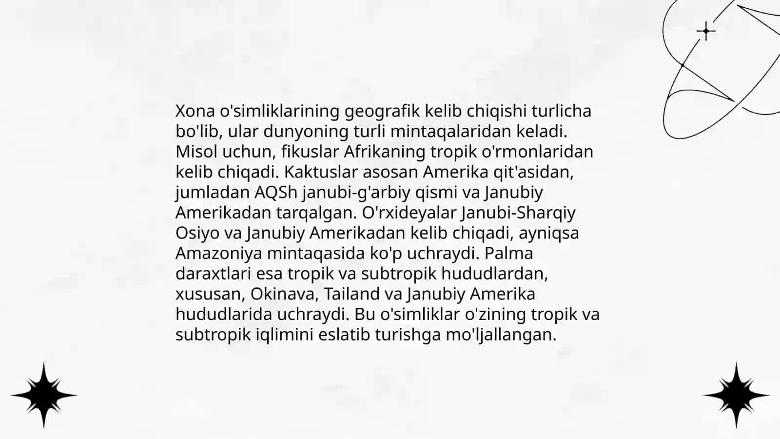 Xona o'simliklari va ularning kelib chiqishi 4