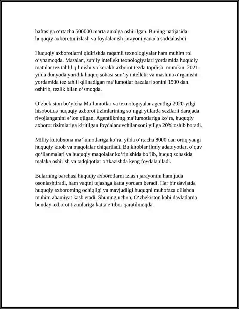 HUQUQSHUNOSLIKDA INTERNETDAN FOYDALANISHNING ASOSIY YÔNALISHLARI 4