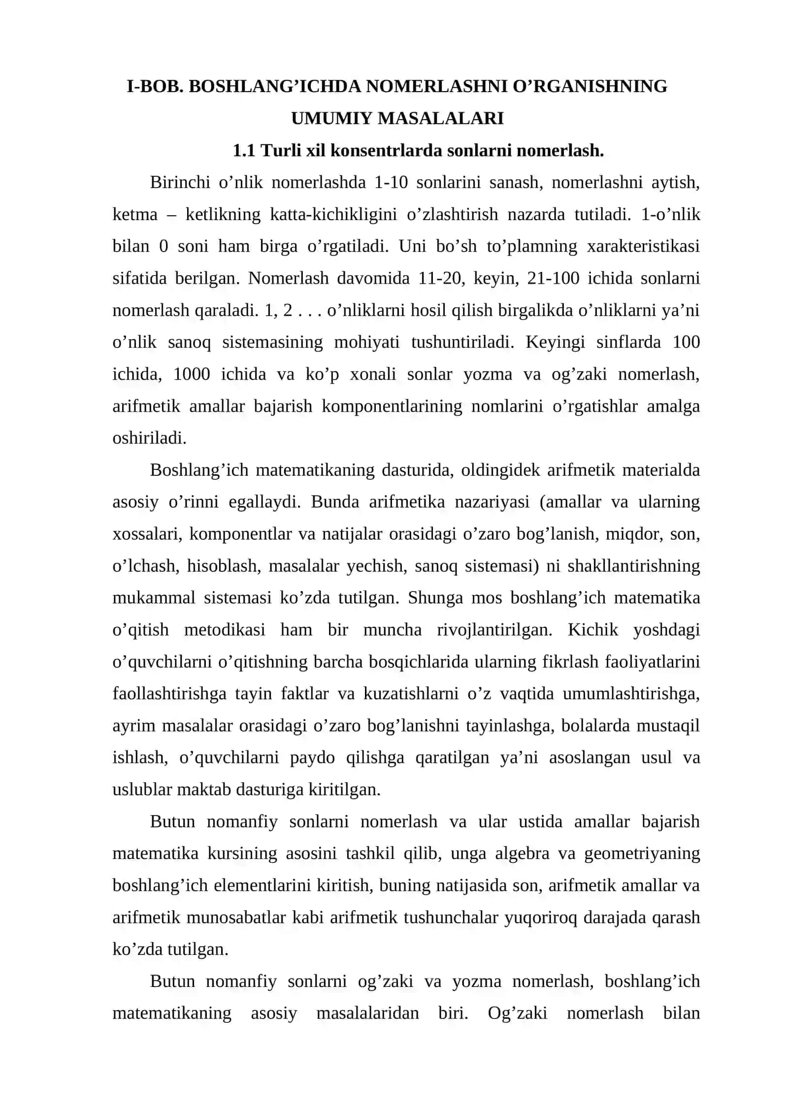 BOSHLANG'ICH SINFLARDA NOMERLASHGA O'RGATISH METODIKASI 4
