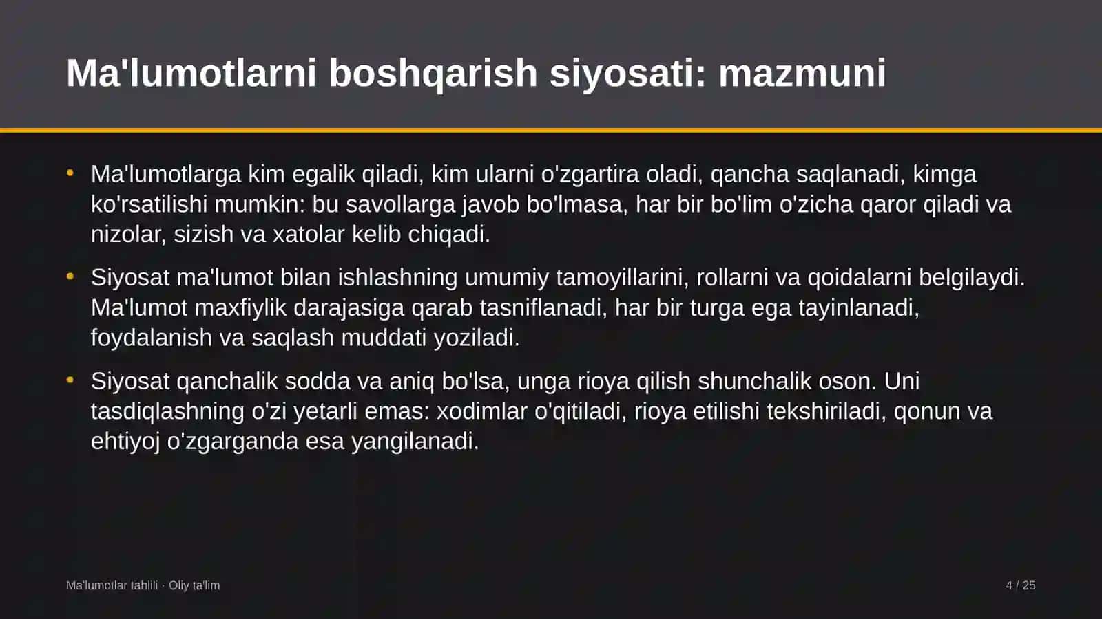 oziq ovqat sanoatida ma'lumotlarni boshqarish siyosatini ishlab chiqish 6165 4