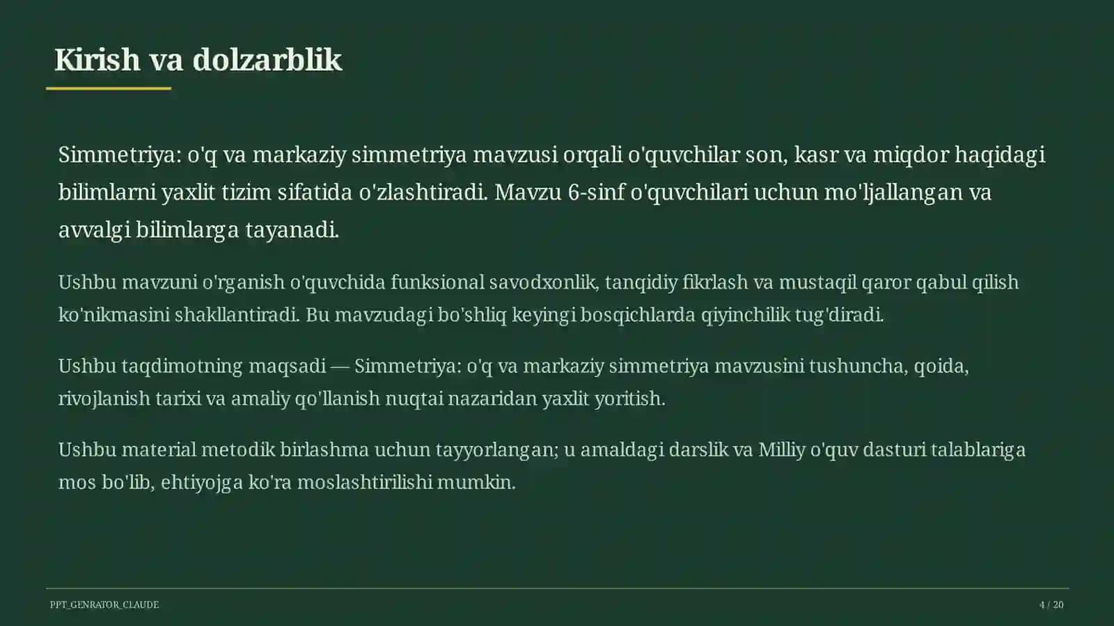 Simmetriya: o'q va markaziy simmetriya (6-sinf) 4