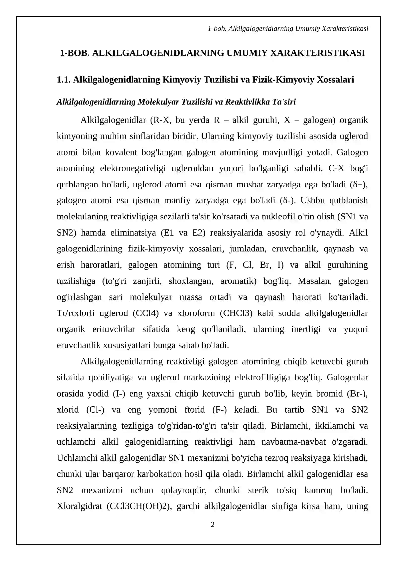 Alkilgalogenidlar(xloroform,xloralgidrat,toʻrtxlorli uglerod dixloretan).Toksikoglogik ahamiyati va tahlil usullari 4