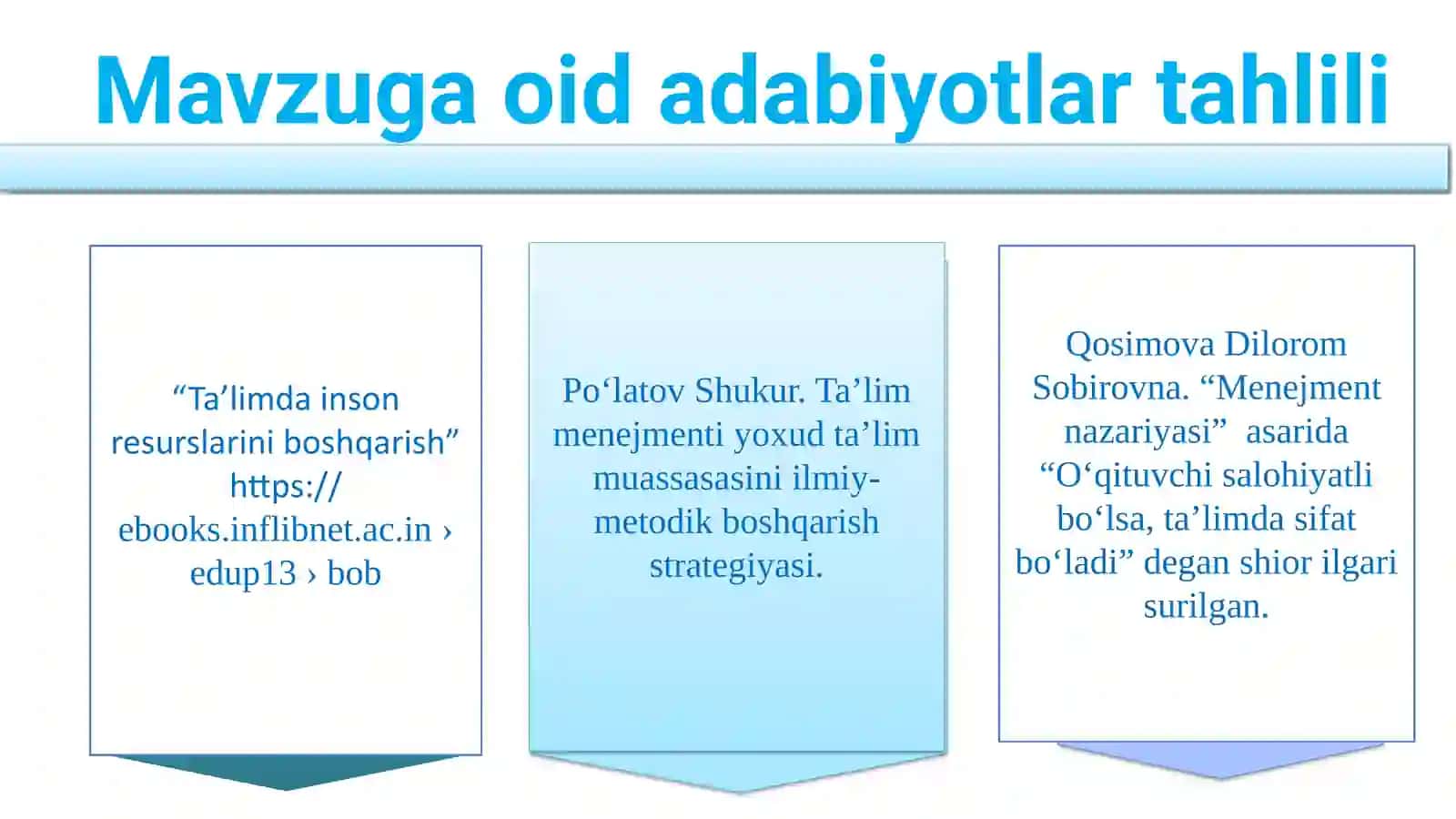 "MAKTABDA SALOHIYATLI KADRLARNI TANLAB OLISH MEXANIZMINI YO‘LGA QO‘YISH" 4