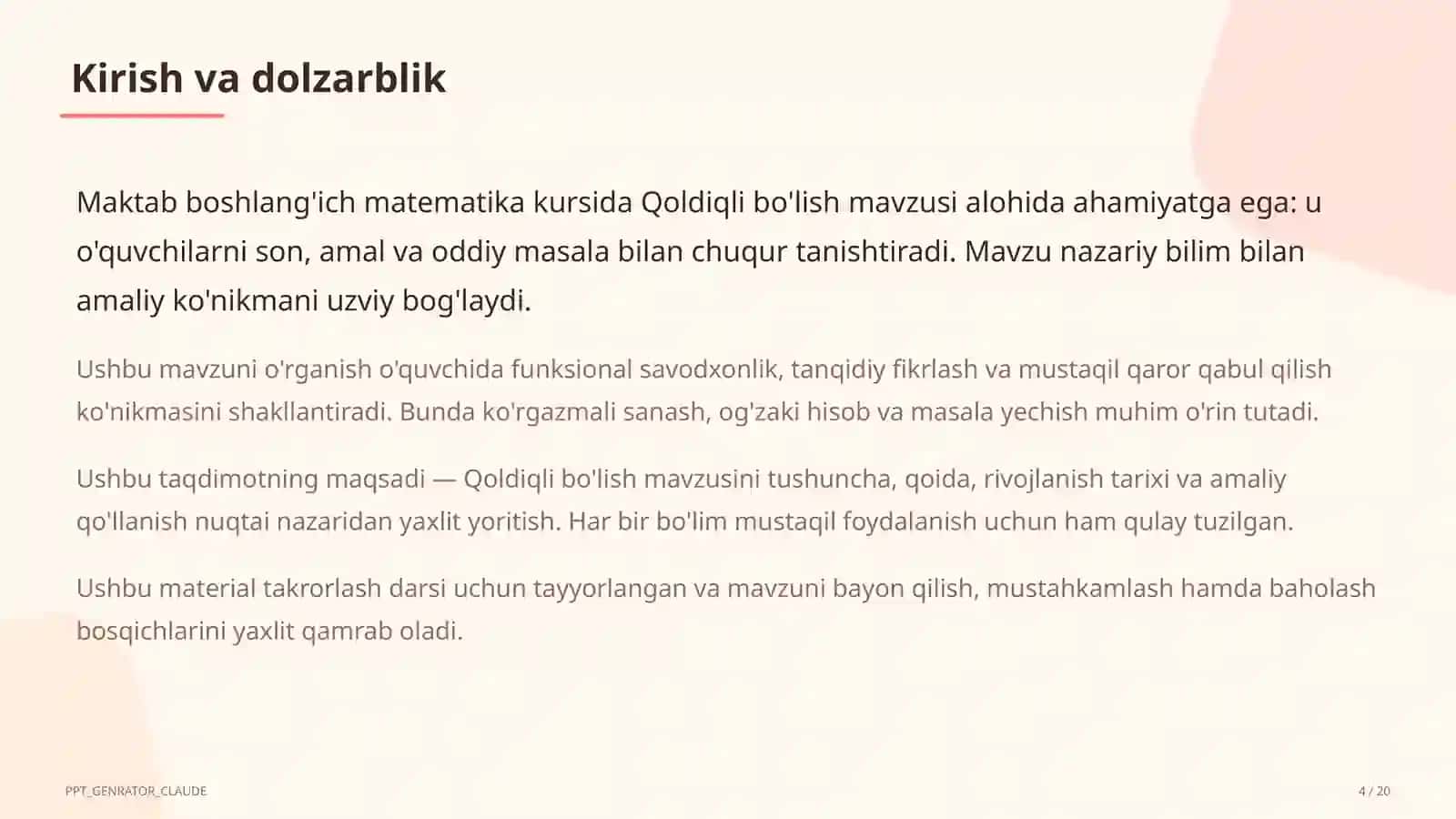 Qoldiqli bo'lish (3-sinf) 4