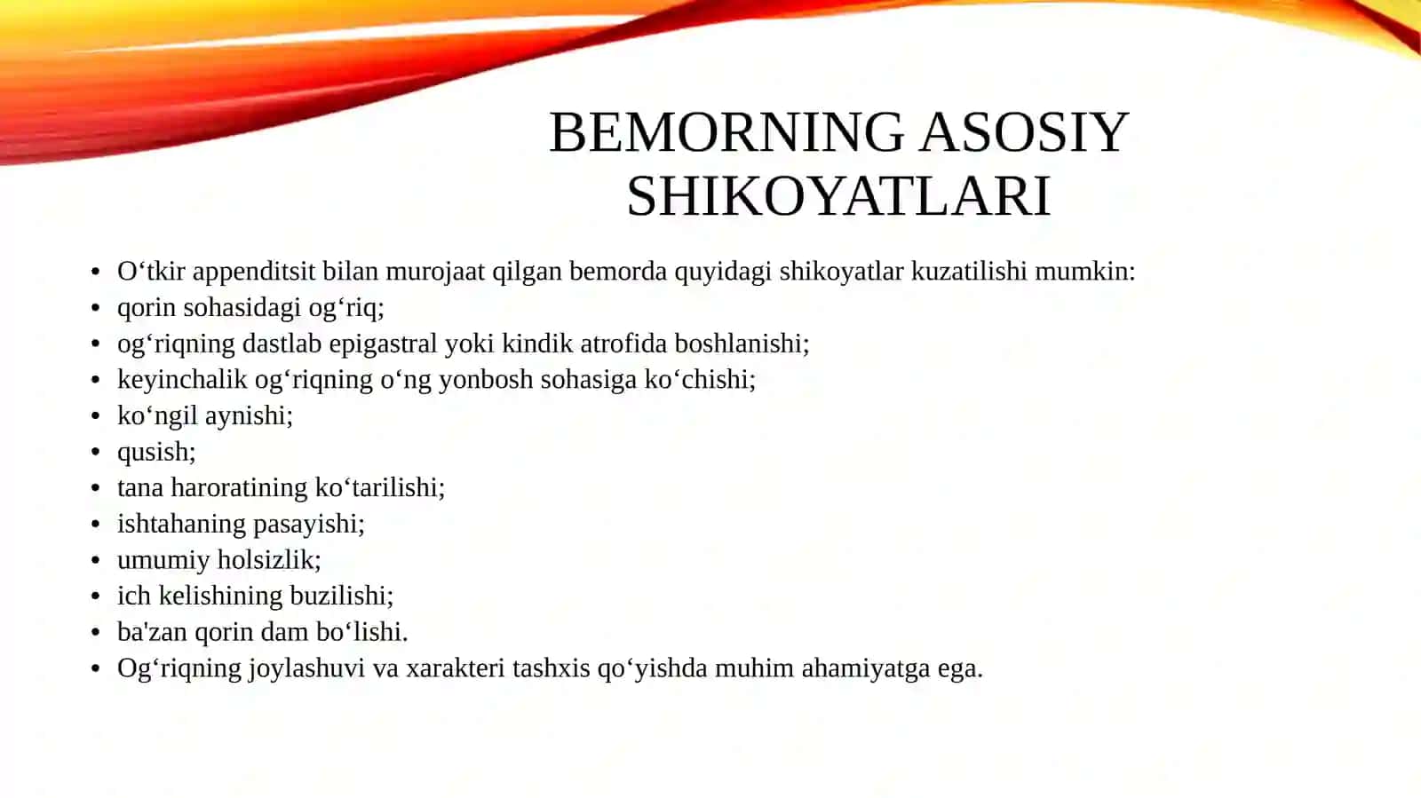 O‘tkir appenditsitni tashxislash va klinik tahlil qilish 4