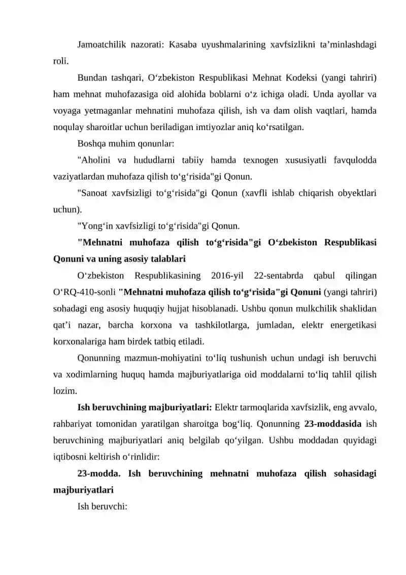 O‘zbekiston Respublikasida hayot faoliyati xavfsizligini ta’minlash sohasida qabul qilingan qonun va me’yoriy hujjatlar tizimi 4