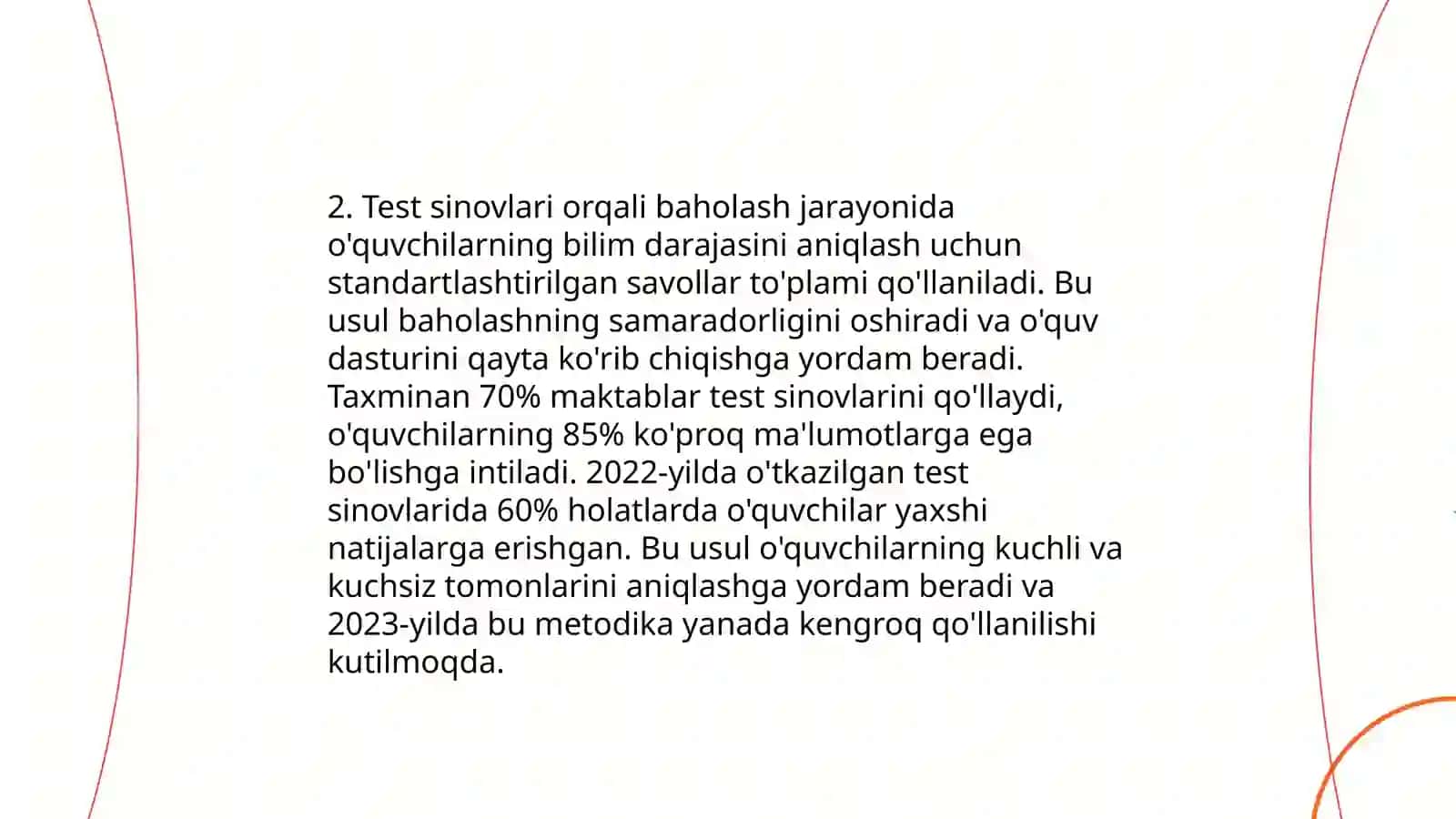 Òqituvchilar bilmini nazorat qilish va baholash usullari bòyicha taqdimot tayyorlash 4