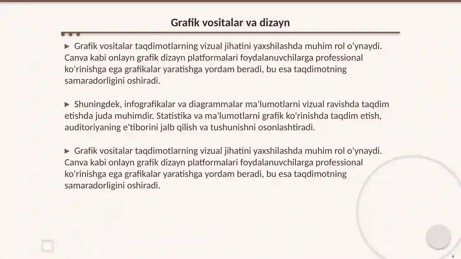 Taqdimotlarni ishlab chiqishning instrumental vositalari 4