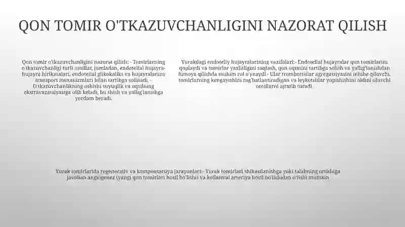 Qon Tomiri Endoteliyasining Funksiyalar 4