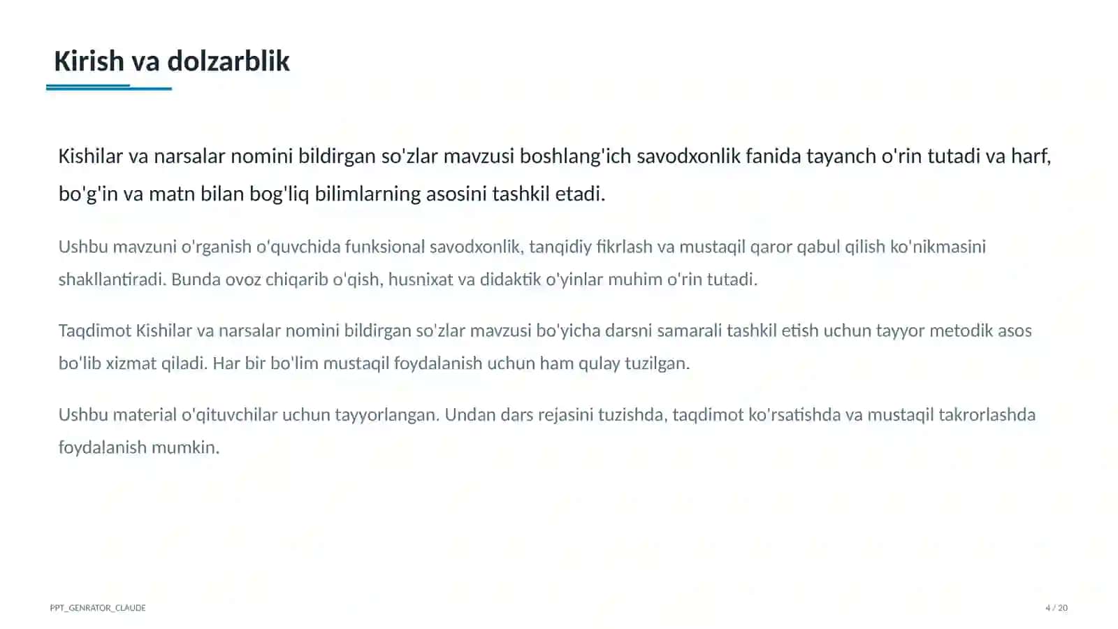 Kishilar va narsalar nomini bildirgan so'zlar (2-sinf) 4