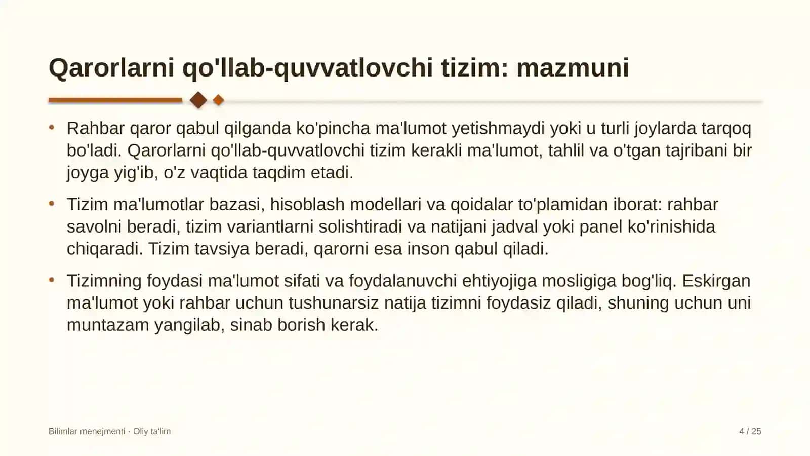 Lak-bo'yoq sanoatida qarorlarni qo'llab-quvvatlovchi bilimlar tizimi 4