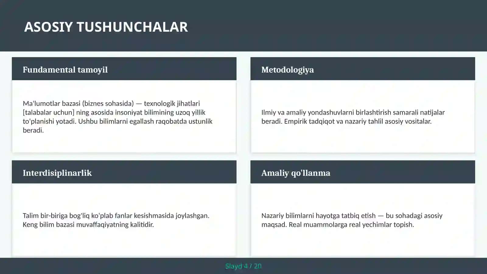 Ma'lumotlar bazasi (biznes sohasida) — texnologik jihatlari [talabalar uchun] 4