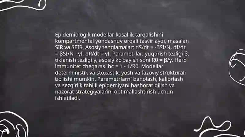 Tibbiy-biologik masalalarni yechish algoritmlarini matematik modellashtirish 4