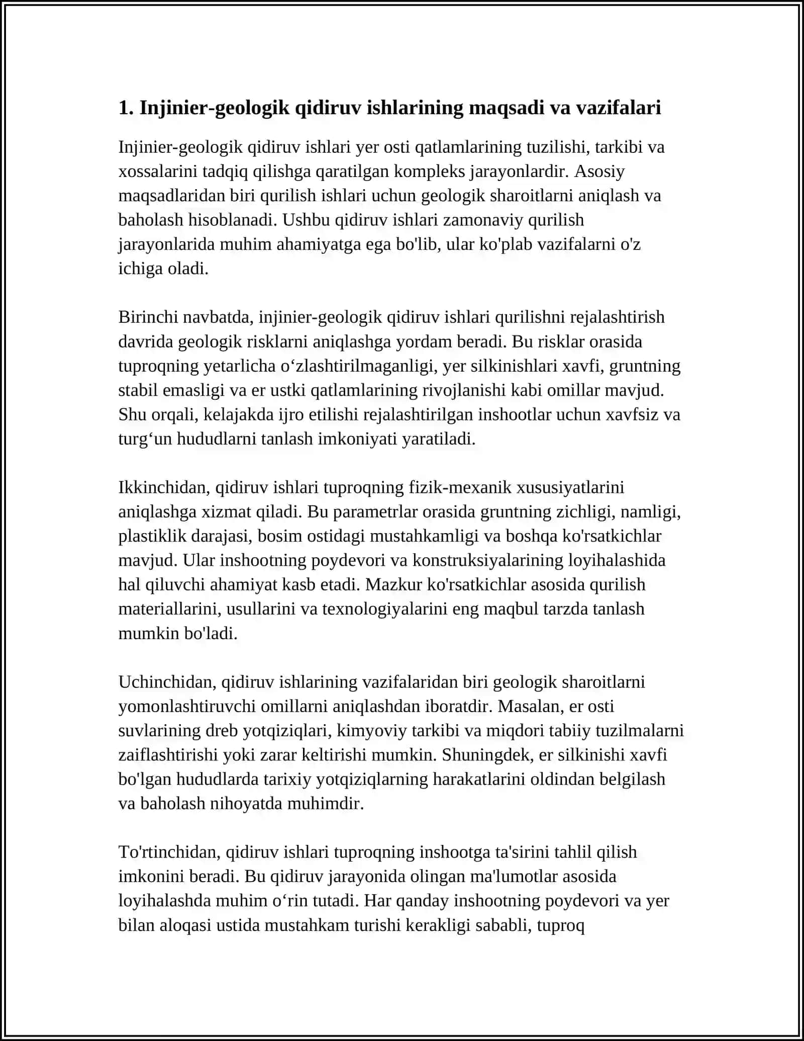 BINO VA GIDROTEXNIKA INSHOOTLAR QURILISHIDA INJENER-GEOLOGIK QIDIRUV ISHLARI 4